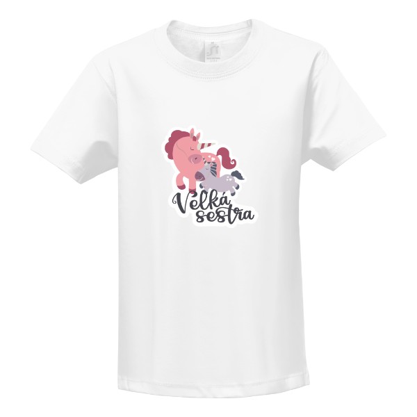 Tričko s potiskem Velká sestra - jednorožci